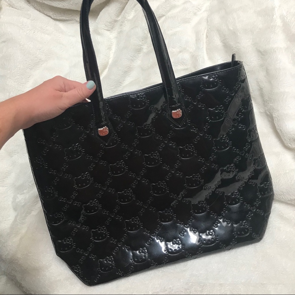 Hello Kitty Loungefly Shiny Black Embossed Tote